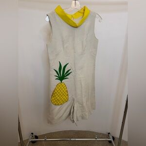 Vintage Cream Romper with Pineapple Design
